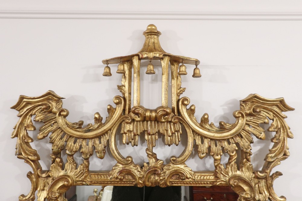 Italian Chinese Chippendale Style Giltwood Wall Mirror View III