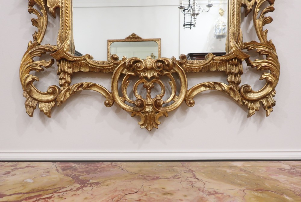 Italian Chinese Chippendale Style Giltwood Wall Mirror View XI