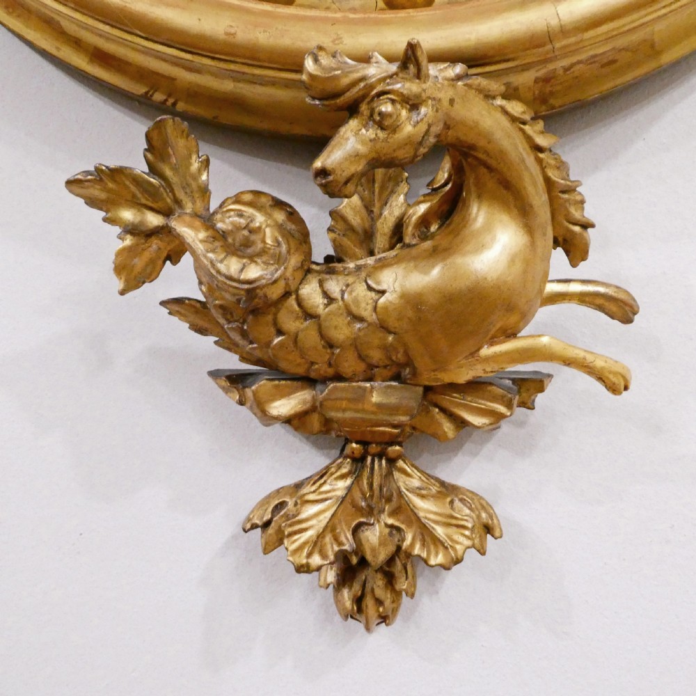 Regency Carved Giltwood Convex Wall Mirror View VI