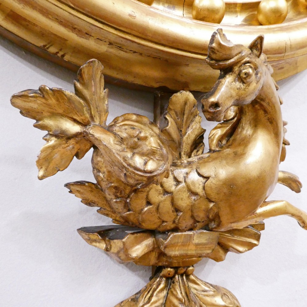 Regency Carved Giltwood Convex Wall Mirror View VII