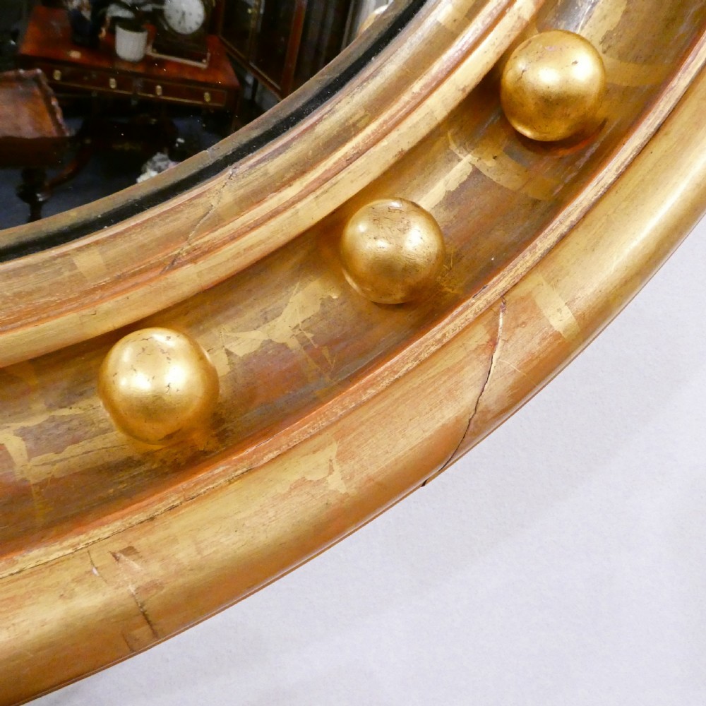 Regency Carved Giltwood Convex Wall Mirror View IX