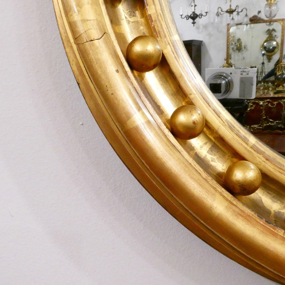 Regency Carved Giltwood Convex Wall Mirror View X
