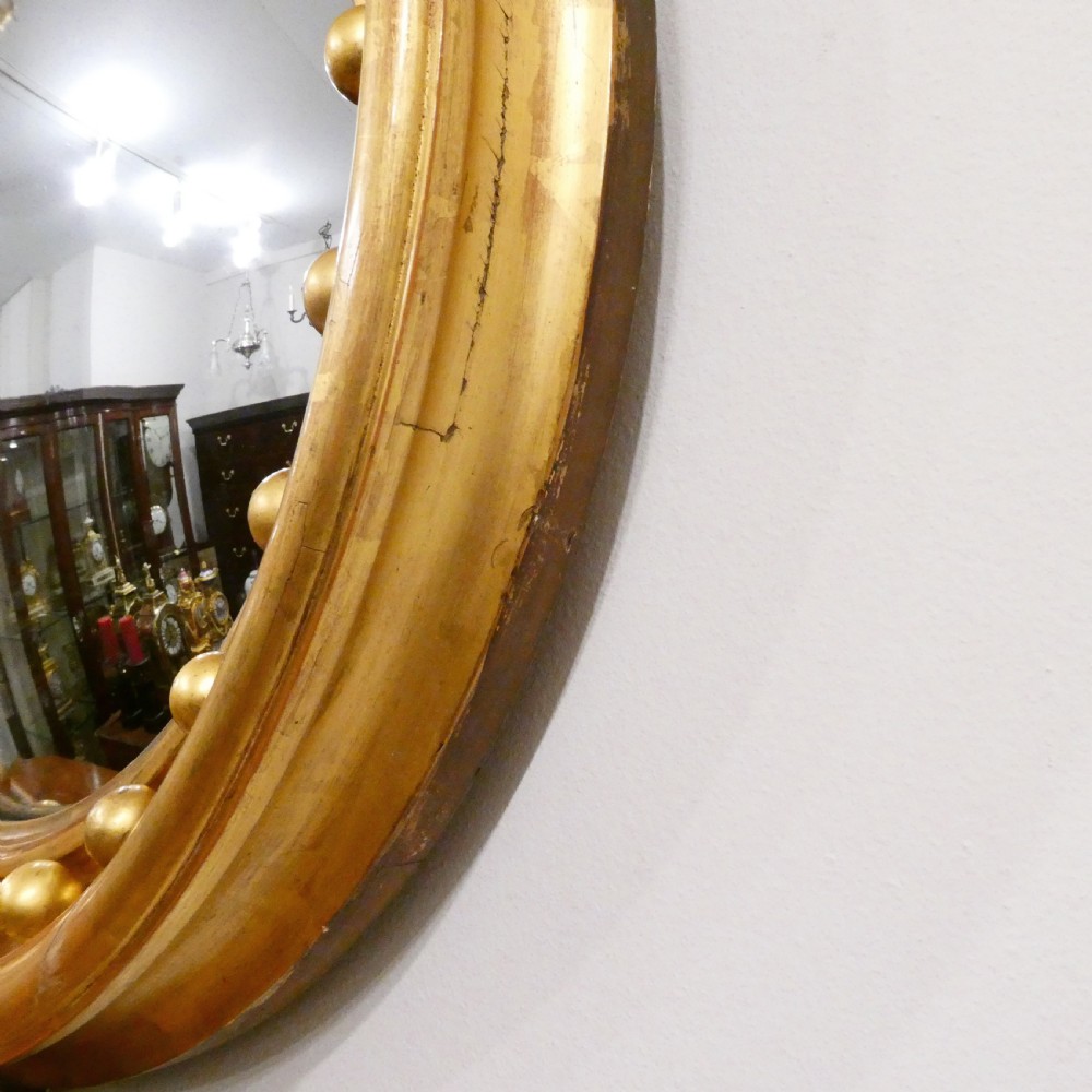 Regency Carved Giltwood Convex Wall Mirror View XII