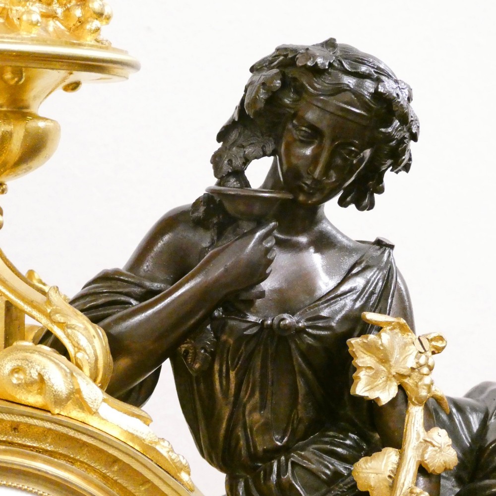 French Louis XVI Style Bronze & Marble Mantel Clock by Vincenti View V