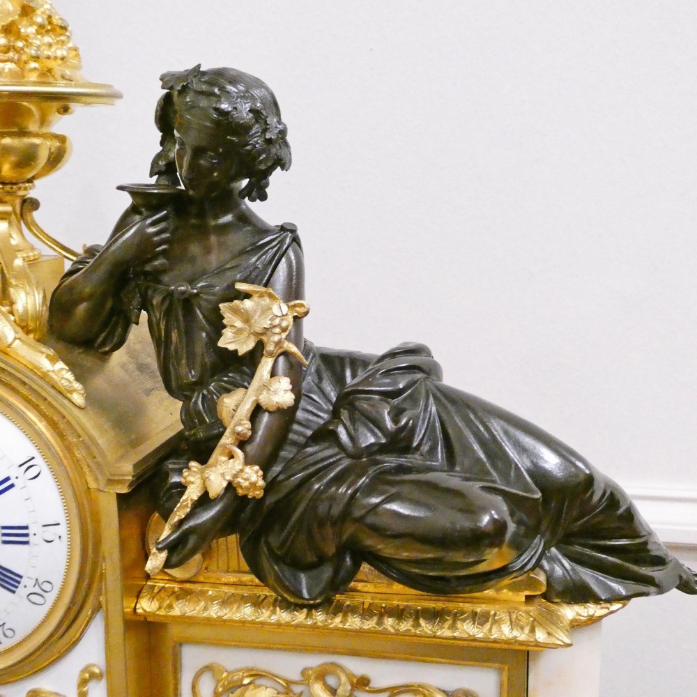 French Louis XVI Style Bronze & Marble Mantel Clock by Vincenti View VI