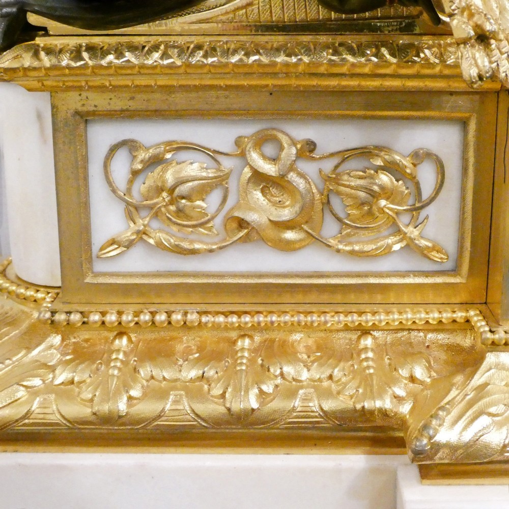 French Louis XVI Style Bronze & Marble Mantel Clock by Vincenti View X