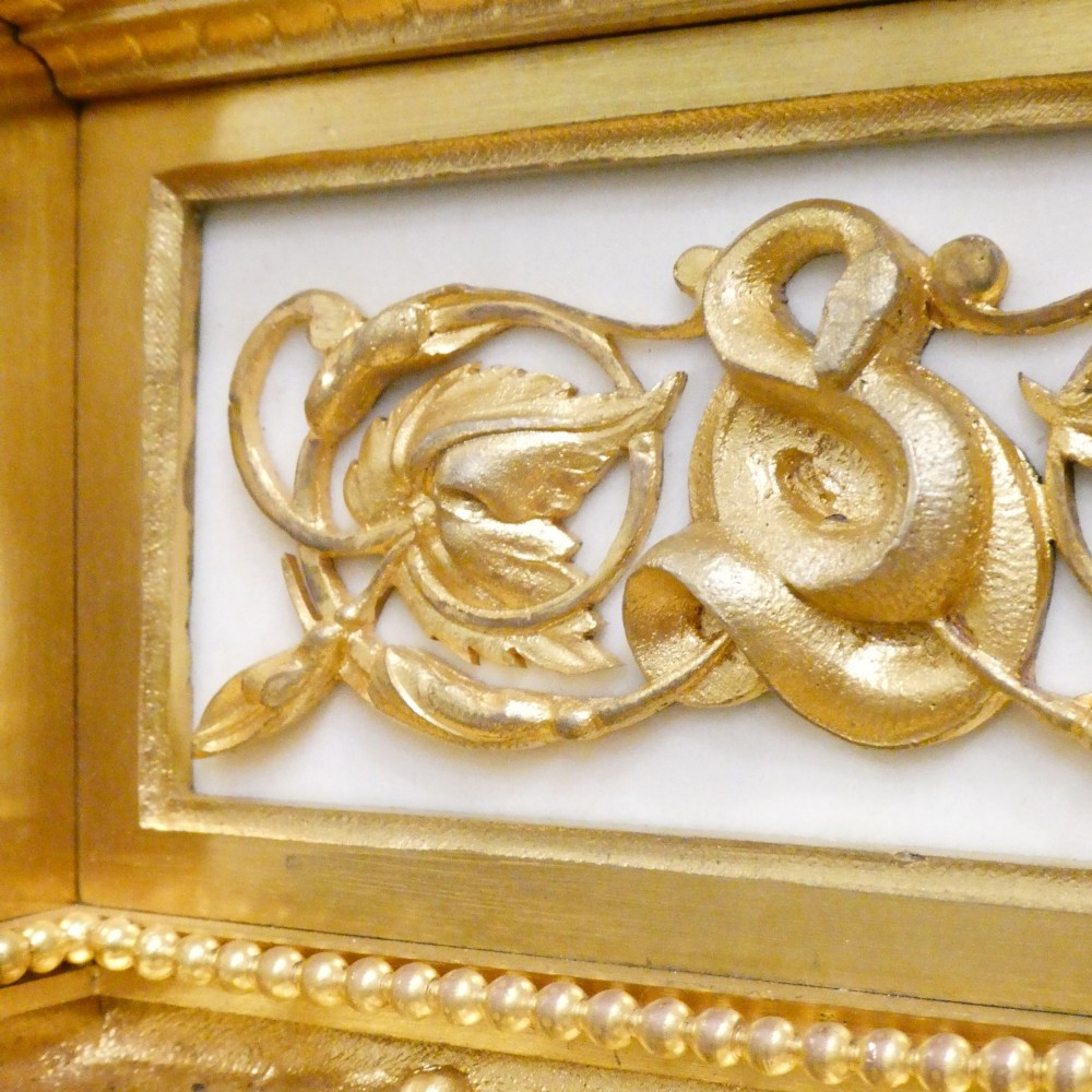 French Louis XVI Style Bronze & Marble Mantel Clock by Vincenti View XI