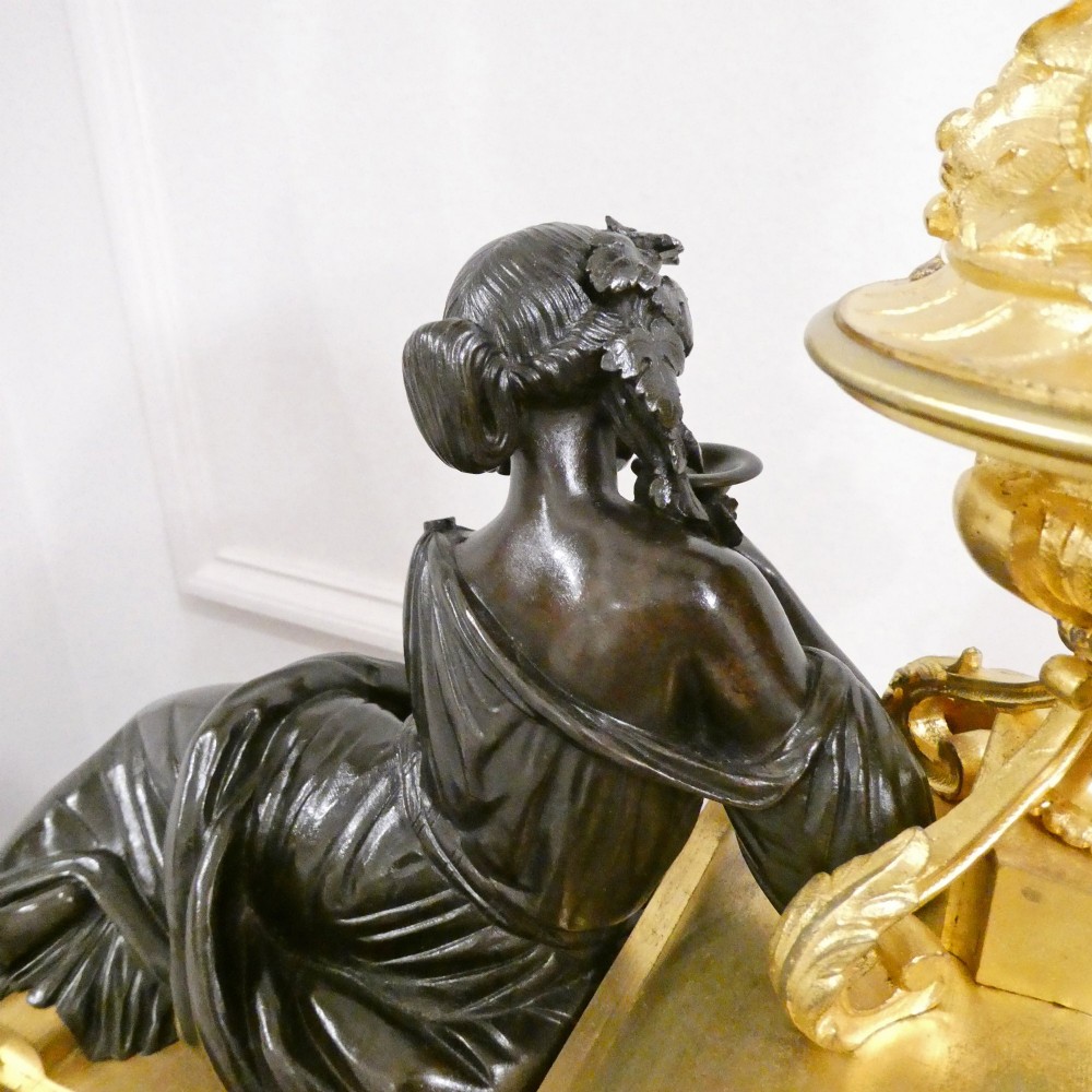 French Louis XVI Style Bronze & Marble Mantel Clock by Vincenti View XIV
