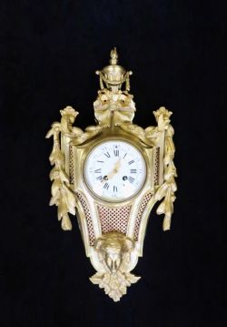 FRENCH BRONZE GILT CARTEL WALL CLOCK