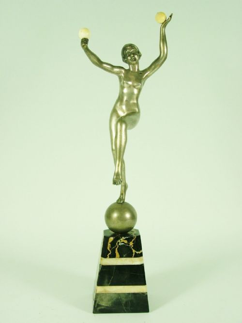 Marcel Bouraine, French Art Deco Bronze of a Nude Female Dancer C1925