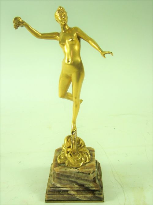 French Art Nouveau Gold Gilt Bronze by Jean Garnier (1853-1910)