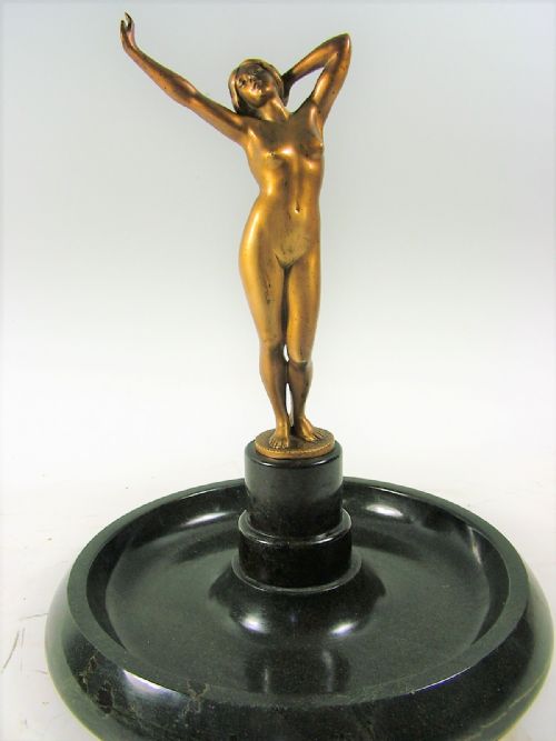 Large German Art Nouveau Gold Gilt Bronze Signed Rudolfi C1910
