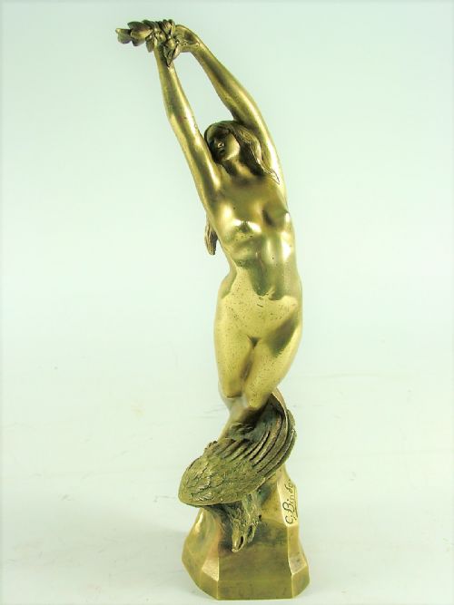 Original Art Nouveau Gold Gilt Bronze by Carl Binder C1910