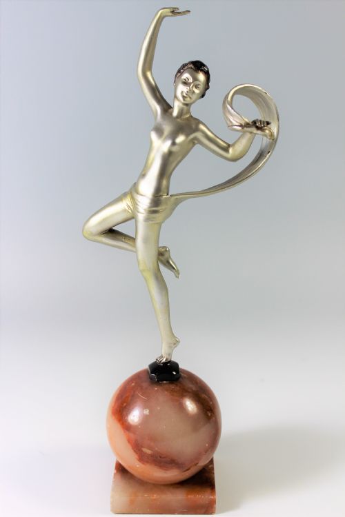 Austrian Art Deco Metal Nude Dancing Girl Attributed to Lorenzl C.1930