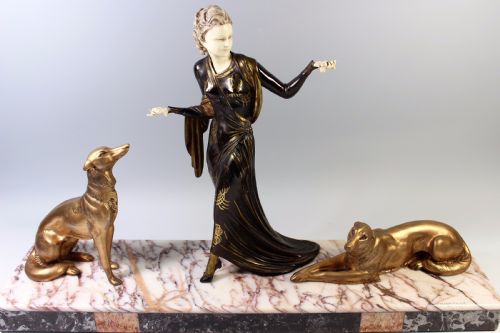 Original French Art Deco Figural Group by Menneville C.1920-30