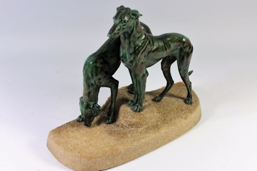 fig 1. A Stunning Pair of French Art Deco Greyhounds by Jules Masson c1920-30