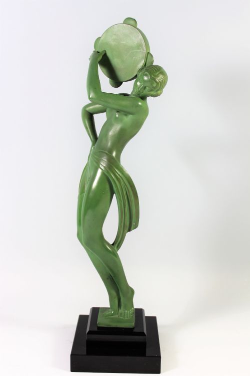 Large 18" Tambourine Dancer by Fayral (Max Le Verrier) C1920-30