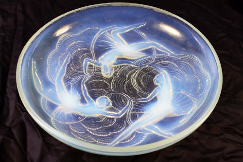 Very Large Art Deco 14" Opalescent French Glass Charger C1930s