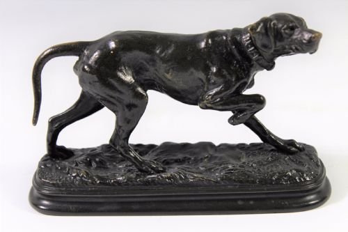 Original French Bronze Casting of a Pointer Dog by Alfred Dubucand C.1880