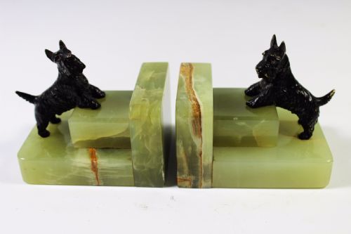 Austrian Art Deco Period Bronze Highland Terrier Bookends C.1920-30