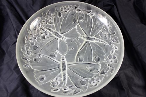 Verlys, Large 14" French Art Deco "Dragonflies" Glass Charger C.1930