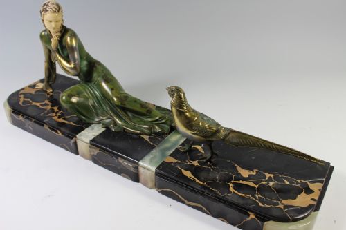 fig 1. Large French Art Deco Girl and Pheasant by Menneville c1920-30