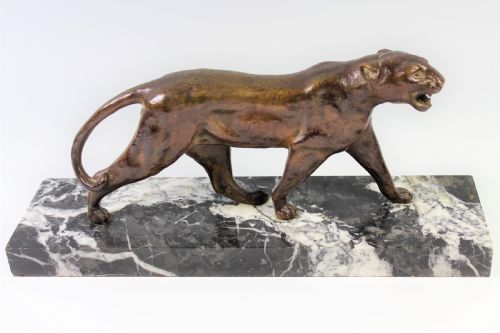 French 17" Art Deco Bronze Panther by E Guy C.1920