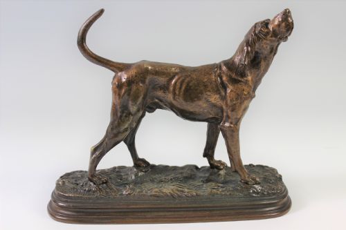 Original 10" French Bronze Casting of a Pointer Dog by Alfred Dubucand C.1880