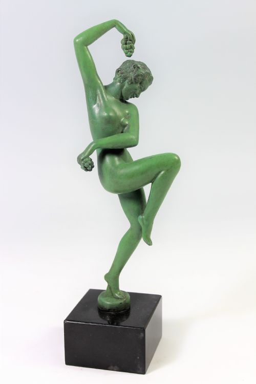 French Art Deco Nude Female Dancer with Grapes by Denis C1920-30