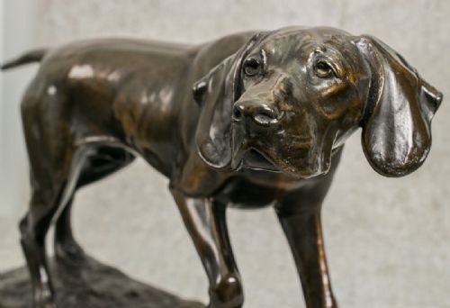 Fritz Diller Bronze Hunting Dog C.1910