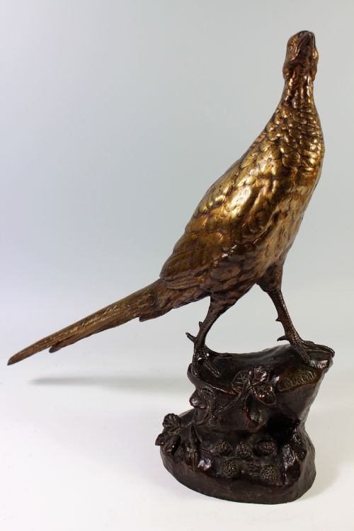 Leon Bureau, Large French Bronze Casting of a Pheasant, C.1900