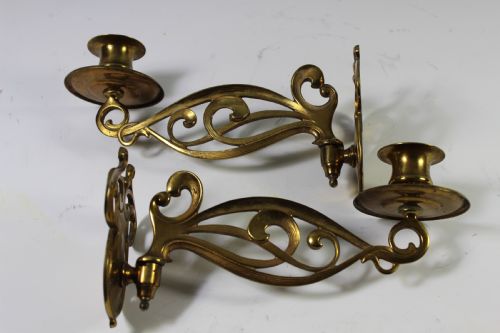 Pair Art Nouveau Bronze Piano Candle Holders C.1900