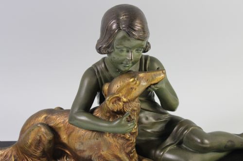 fig 1. Armand Godard, French Art Deco Girl and Borzoi Dog c.1920-30s