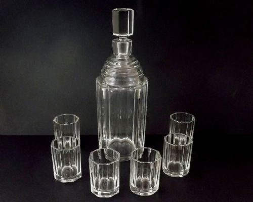 Art Deco Crystal Liqueur Set & Glasses, C.1930s
