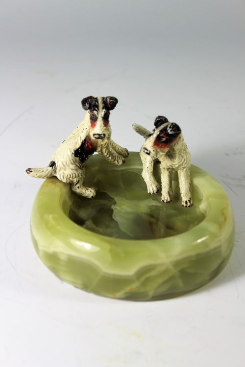 Pair Austrian Bronze Fox Terriers, C.1900