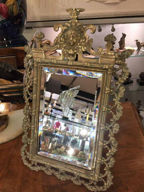 French Brass Vanity Mirror, Circa 1900