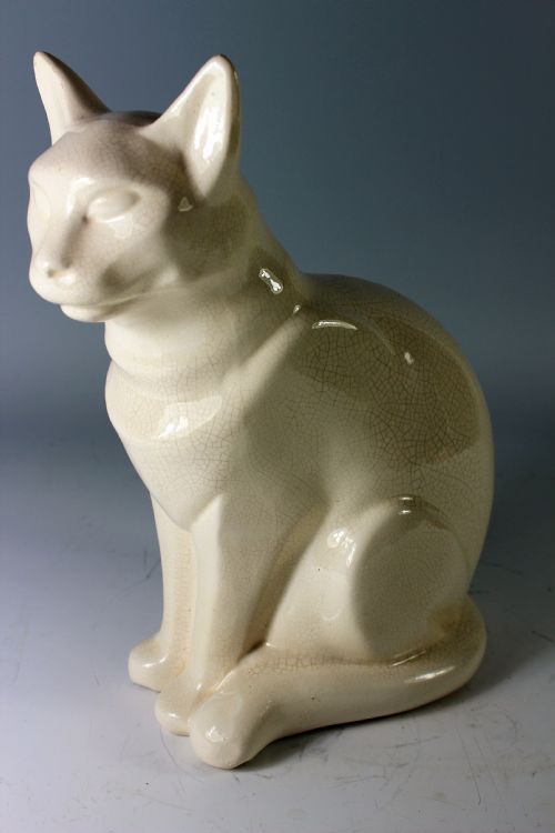 French Art Deco Craquele Cat, C.1930's
