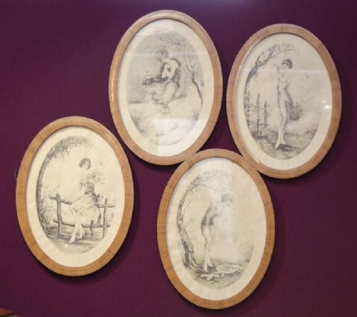 Dorval, Set of Four Art Deco Etchings of the Four Seasons, Circa 1925