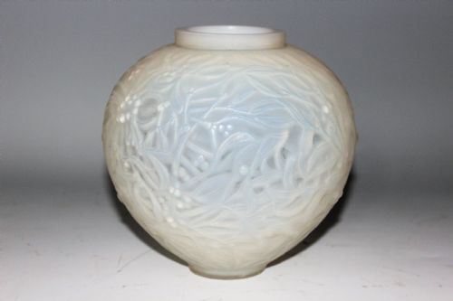 Rene Lalique Art Deco White Opalescent Vase, Circa 1930