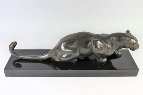 French Art Deco Crouching Bronze Panther C.1930
