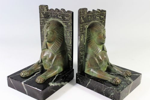 C. Charles Rare Pair of Art Deco Sphinx Bookends, Circa 1930