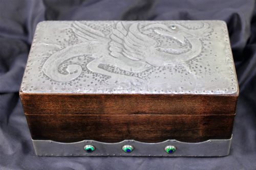 Art Nouveau Pewter Casket with Cabochons C.1910