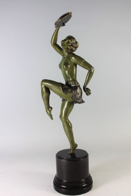 Balleste, French Art Deco Nude Tambourine Dancer C.1930s