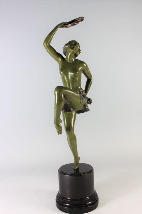 fig 1. BALLESTE, FRENCH ART DECO NUDE TAMBOURINE DANCER c.1930s