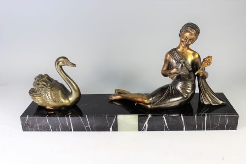 Balleste, French Art Deco Lady and Swan C.1930s