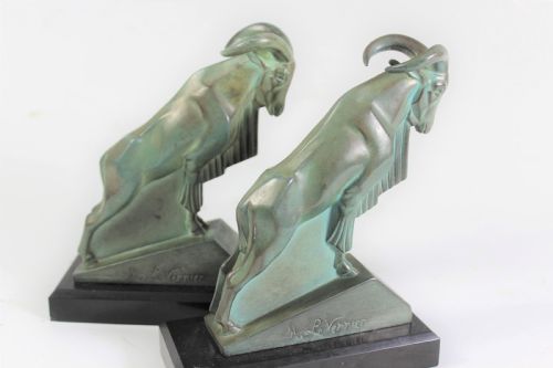Le Verrier, Pair of Ram Bookends C.1930
