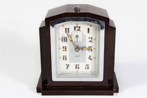 Jaz French Art Deco Bakelite Alarm Clock Made C.1930