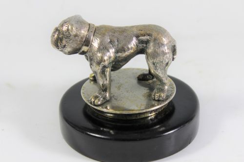 English Art Deco Silver Plated Bronze Bulldog Car Mascot C.1930