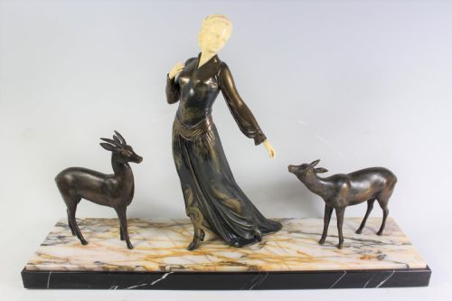 Menneville Attributed Large Art Deco Figural Group C.1930