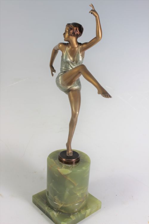 fig 1. Joseph Lorenzl, Austrian Art Deco 43cm Bronze of a Dancing Girl in Shorts c.1930